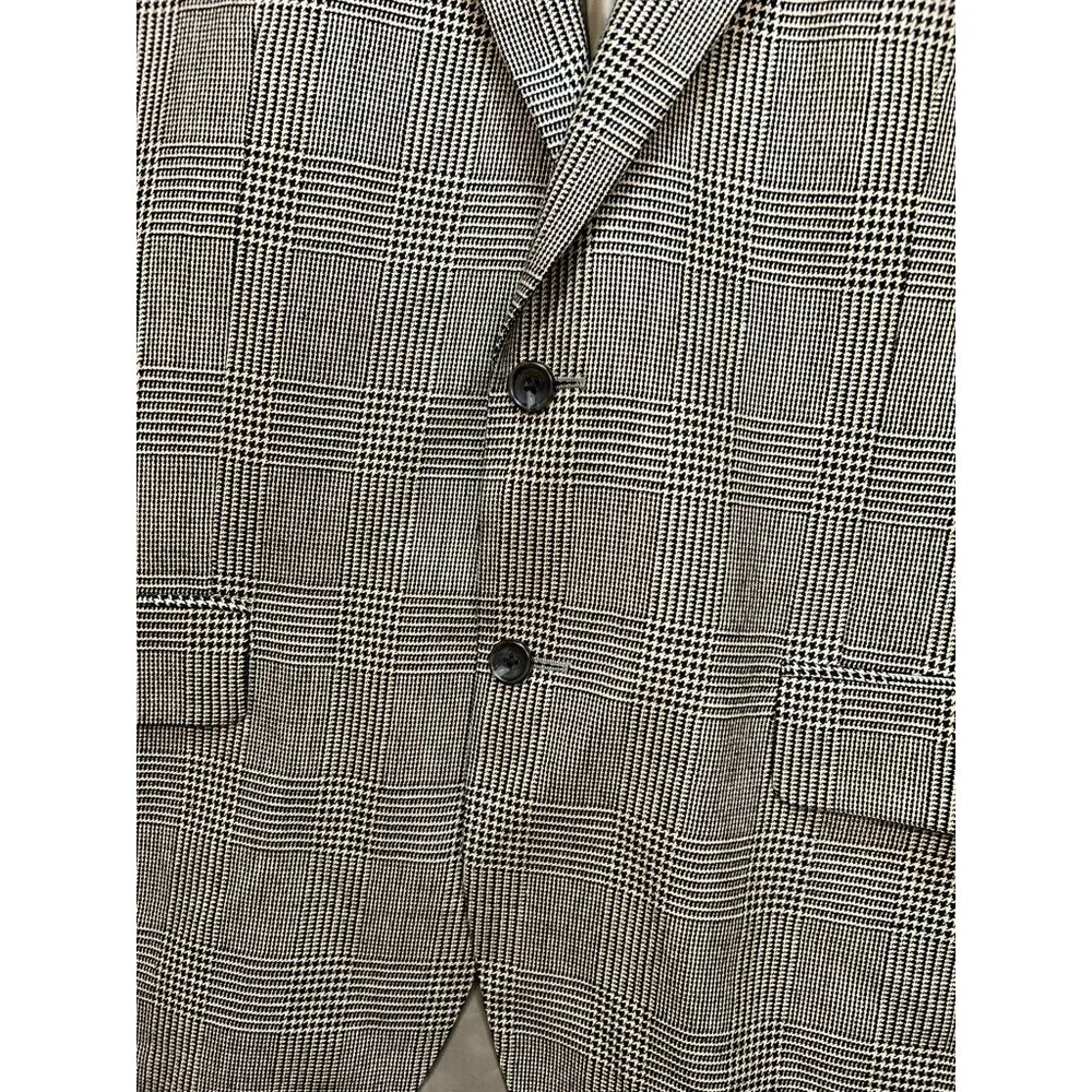 Jos. A. Bank Men's Silk 2 Button Sport Coat Long Sleeve Sz R41 Brown Plaid
